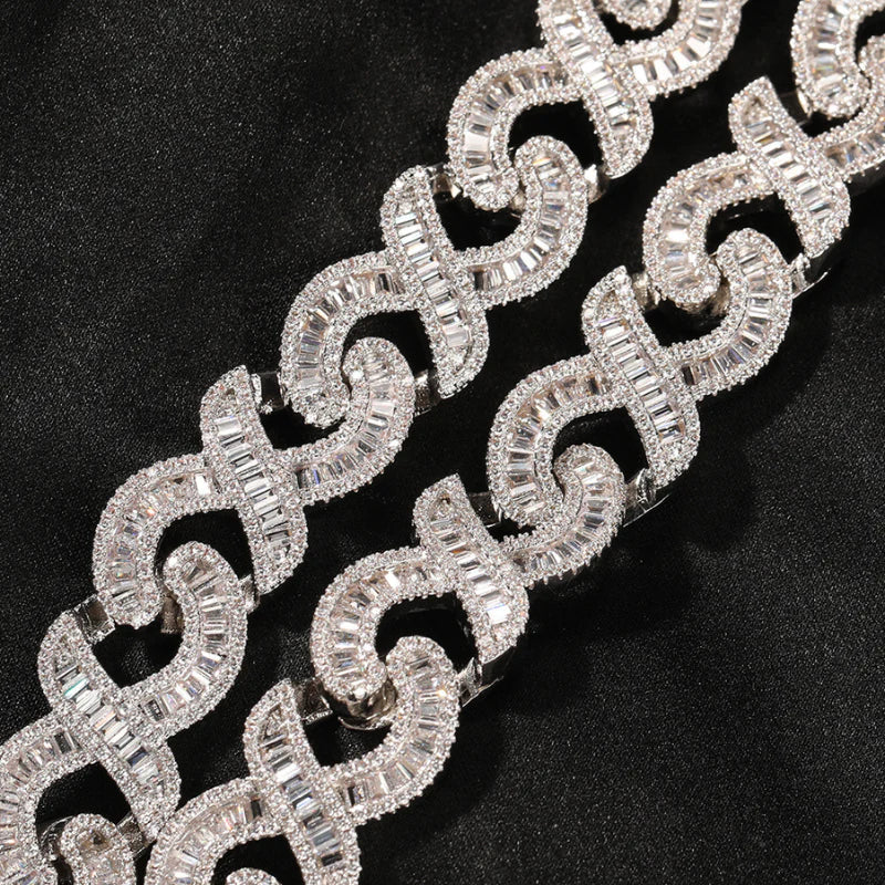15mm Infinity Diamond Bracelet | Iced Wave Link | DiamondSim Shine

