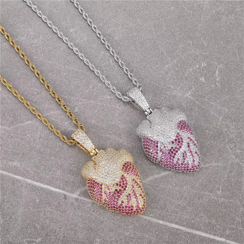 Iced Heart Pendant | 14K Gold DiamondSim Love Necklace

