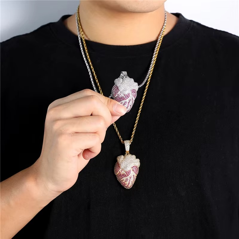 Iced Heart Pendant | 14K Gold DiamondSim Love Necklace

