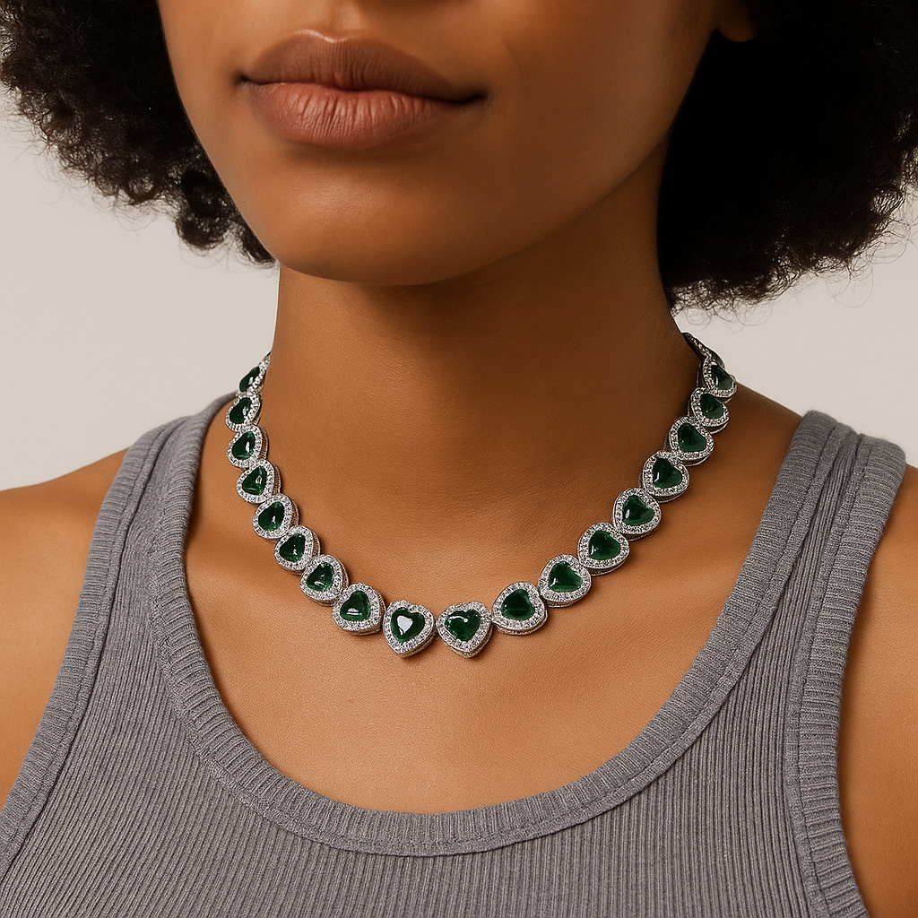 10mm Heart Crystal Tennis Chain