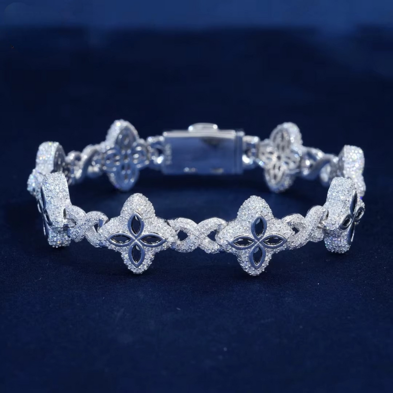 15mm Marquise Flower Moissanite Cuban Chain | Unisex Iced Out Necklace