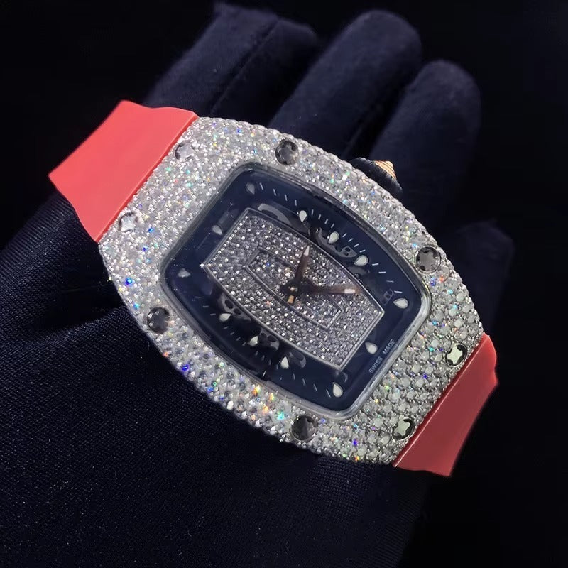 Iced Out Tonneau Moissanite Watch