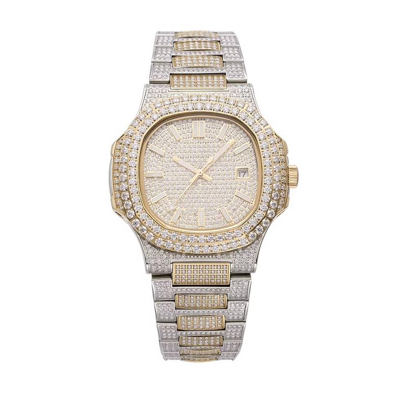 Royal Glacier Moissanite Watch | Iced-Out Square Dial Timepiece