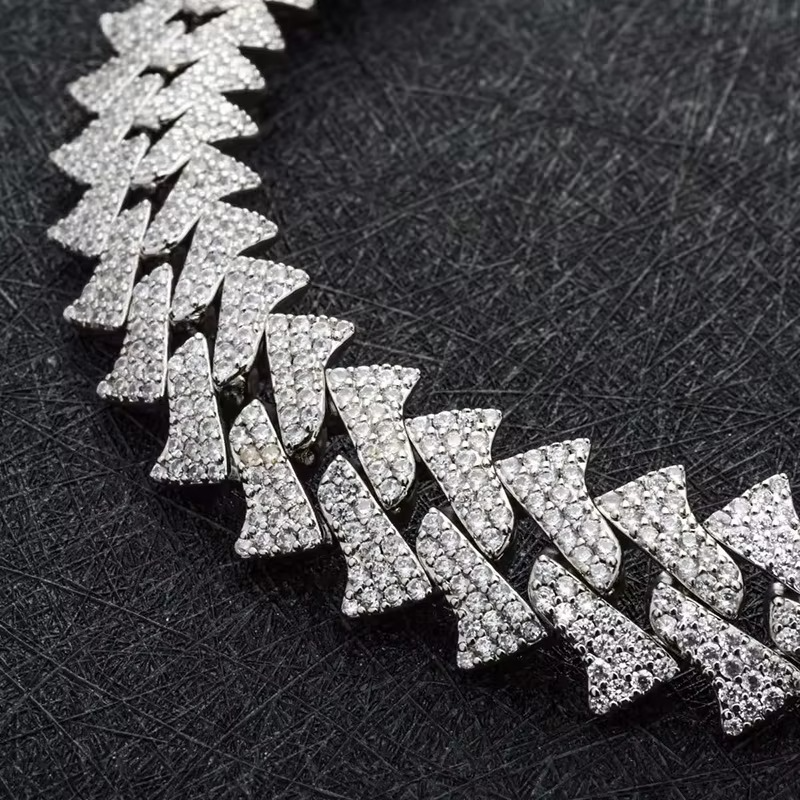 12mm VVS Moissanite Spiked Cuban Bracelet | Sterling Silver