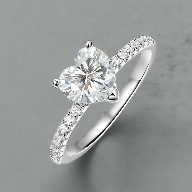 Heart Moissanite Promise Ring | VVS Clarity | 925 Sterling Silver