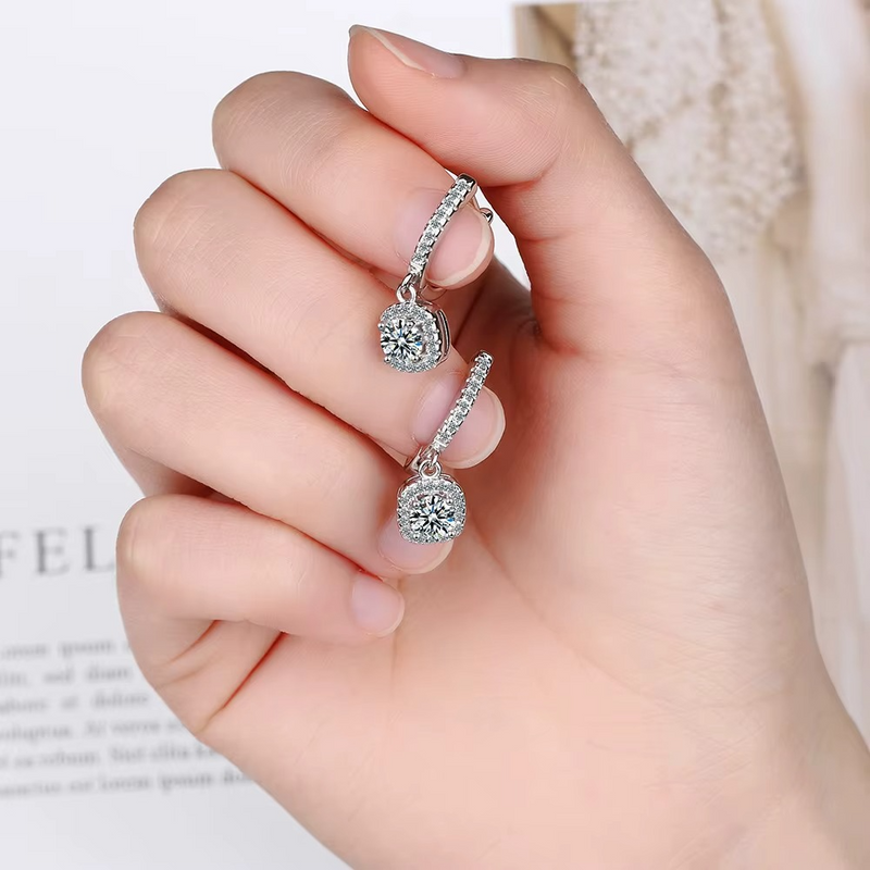 2CT Moissanite Huggie Hoop Earrings | Dainty Sparkle