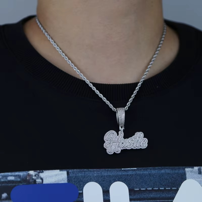 Hustle Cursive Pendant | Iced Out Grind Necklace

