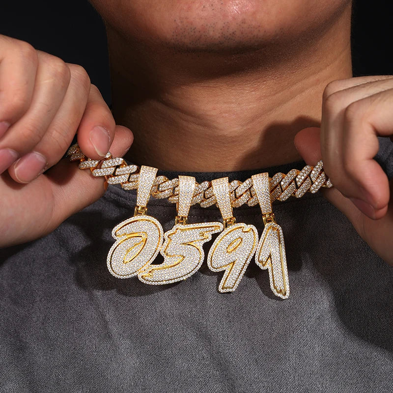 VS1 Iced Out Number Pendant | Custom Moissanite Piece

