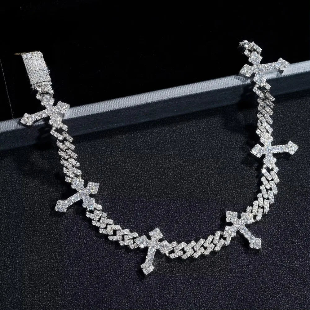 VVS 6MM Moisanite Cuban Cross Bracelet