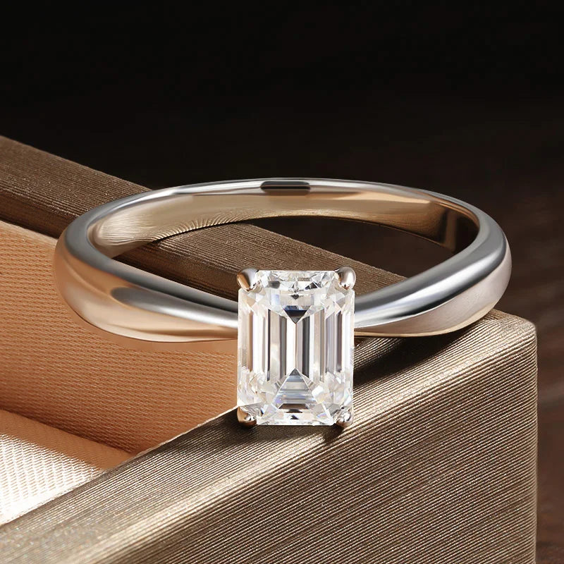 Emerald Cut Moissanite Ring