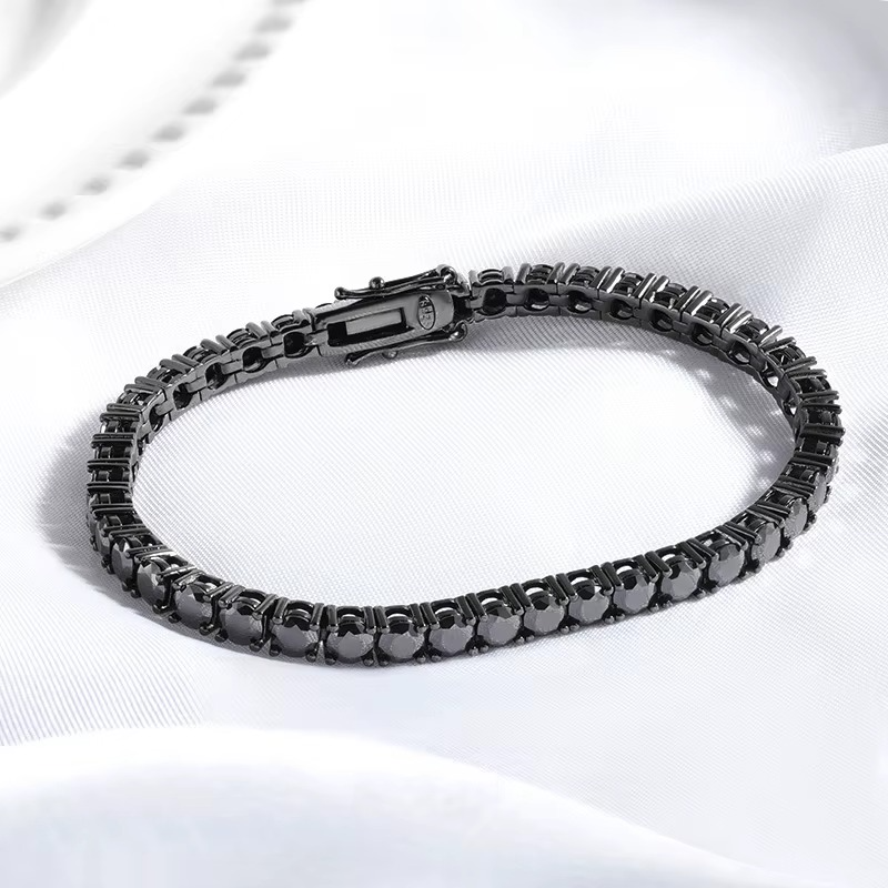 Black Moissanite Tennis Bracelet | Unisex Iced Out Statement

