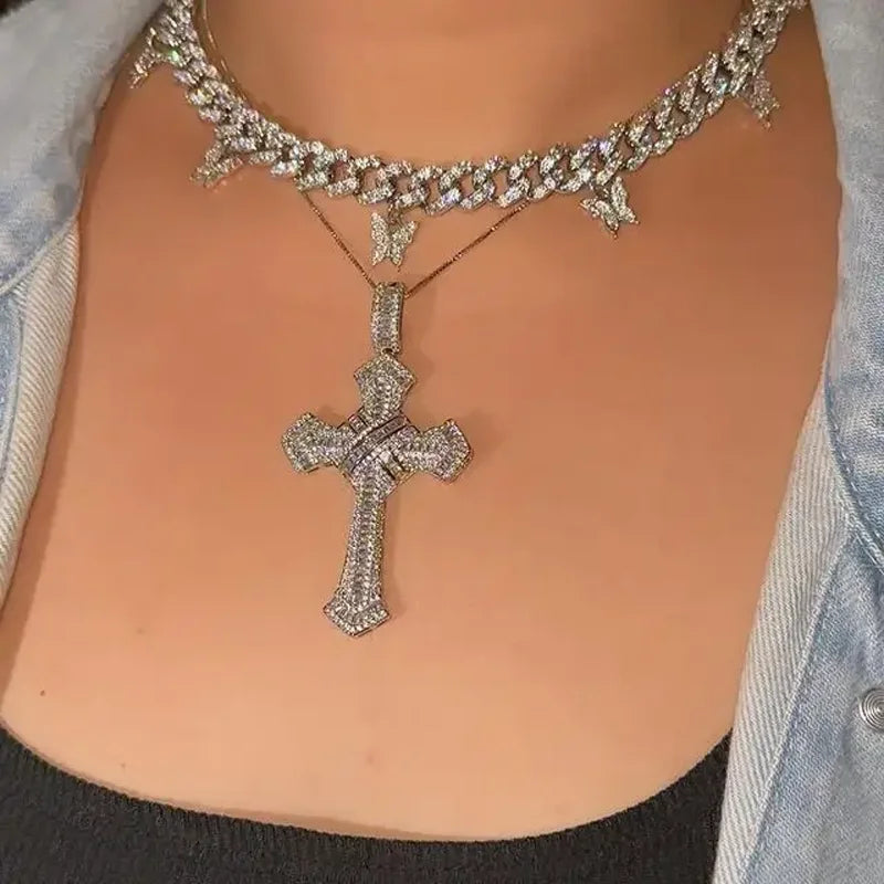 Iced Out Baguette Cross Pendant
