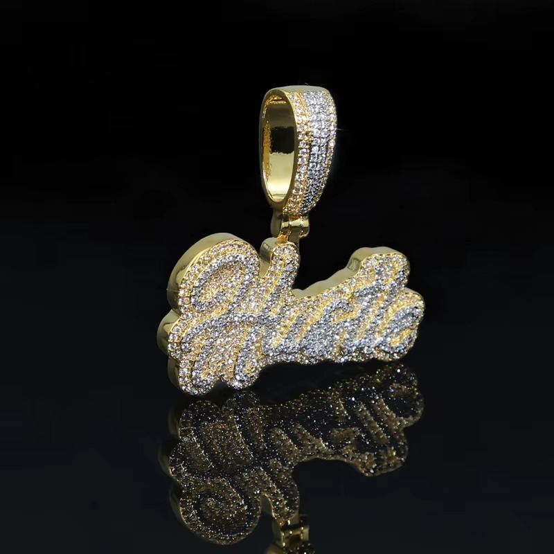 Hustle Cursive Pendant | Iced Out Grind Necklace


