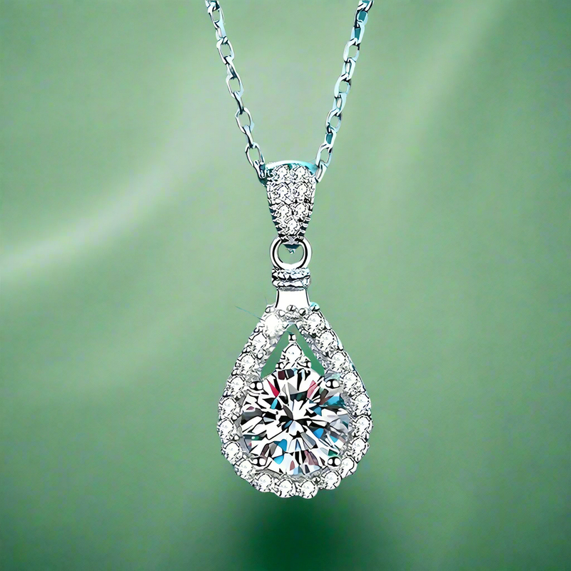 Teardrop Moissanite Pendant Necklace | 925 Sterling Silver