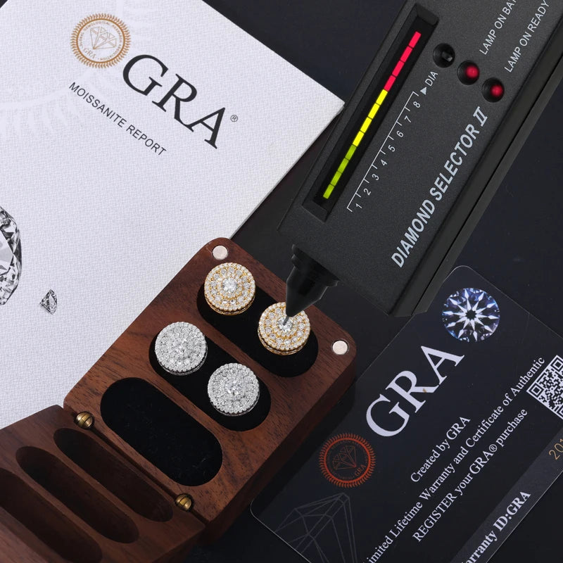 Iced Out Moissanite 925 Sterling Silver Hypoallergenic Halo Stud Earrings