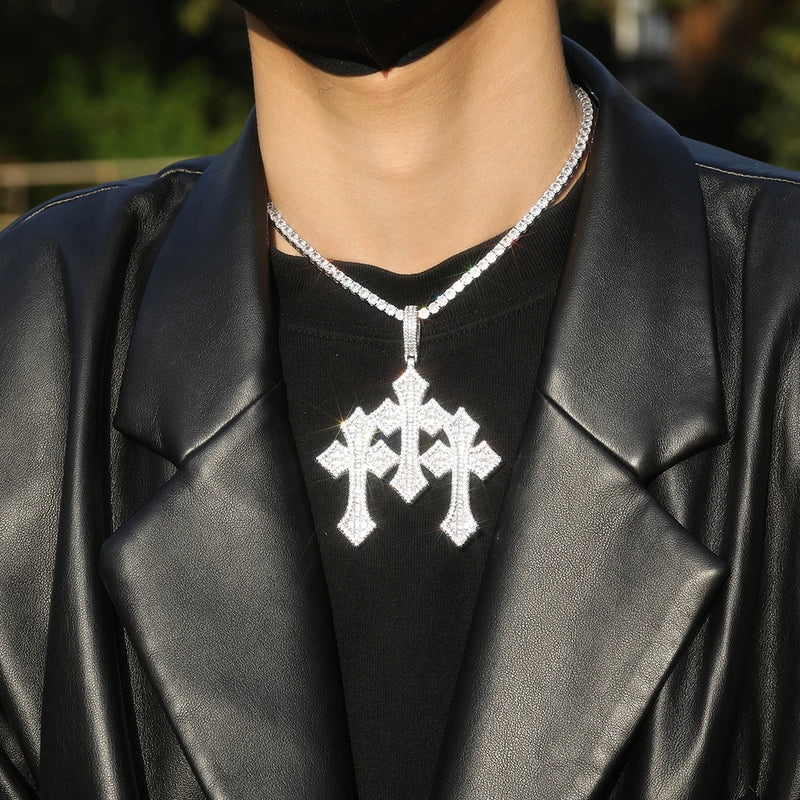 3pcs Cross Pendant Set | DiamondSim Iced Religious Jewelry