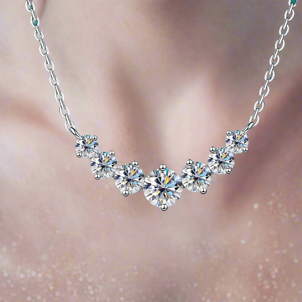 Moissanite Curved Cluster Necklace | 1.7ct VVS1 D Color