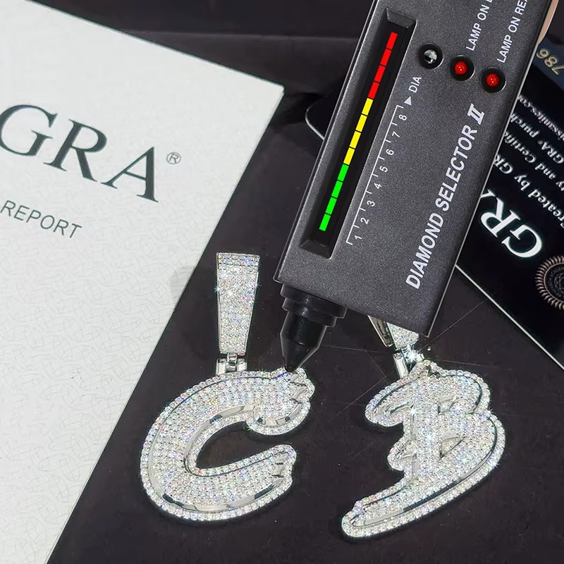 VS Moissanite Custom Letters Pendant | 925 Silver | Iced Out Initials

