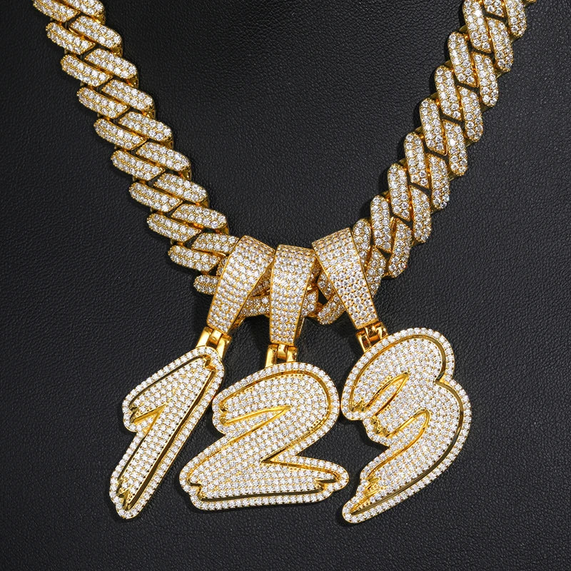 VS1 Iced Out Number Pendant | Custom Moissanite Piece

